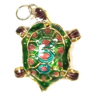 ENAMEL TURTLE 25X35MM GREEN